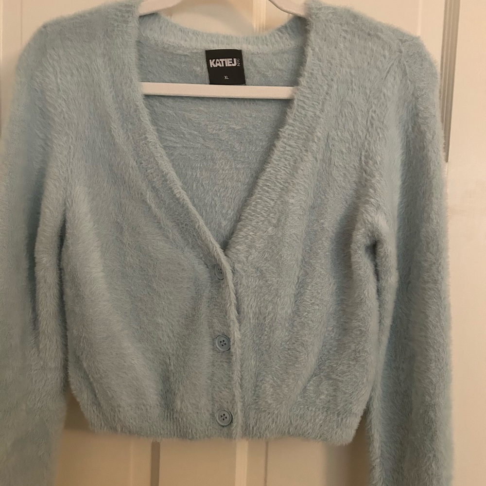 KATIE J NYC 
Mara Cardigan in Baby Blue, XL